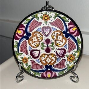 Ceraplat Decor Plate Hand-Painted Floral Wall Decor or Trinket Dish